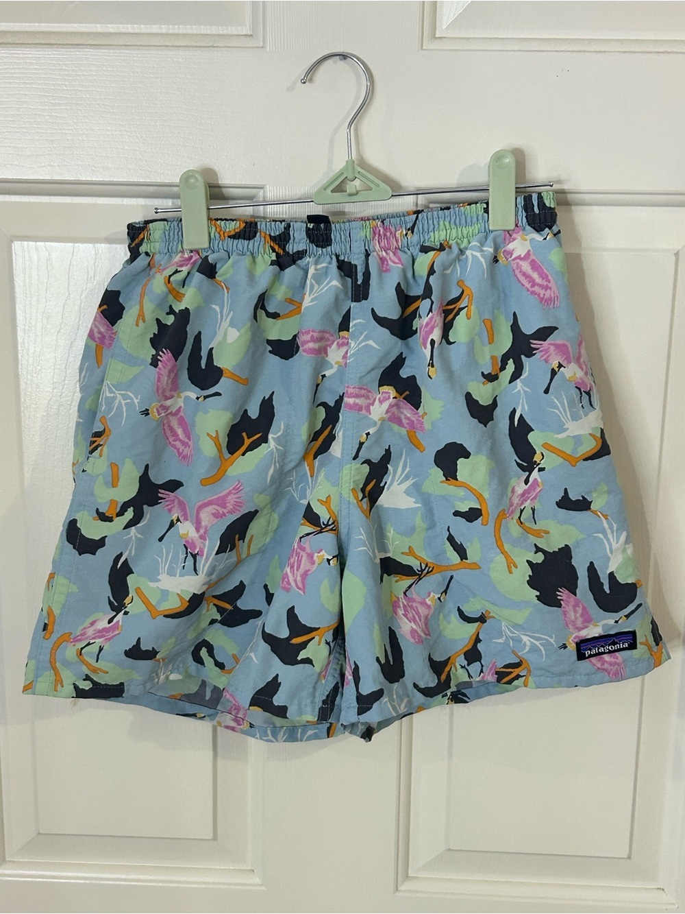 Patagonia Baggies Shorts Men’s S Spoonbills Big Sky Blue Mesh Liner Beach Surf